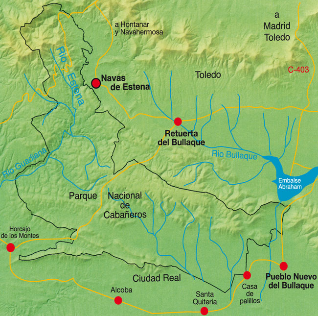 Mapa Parque Nacional de Cabañeros
