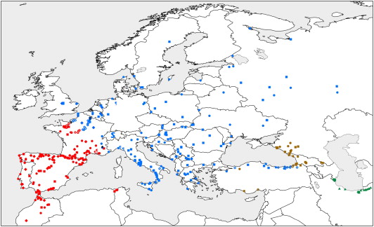 mapa de distribución sapo común en europa y norte africa